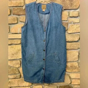 Womens Sleeveless Denim Tunic Dress blue comfortable medium